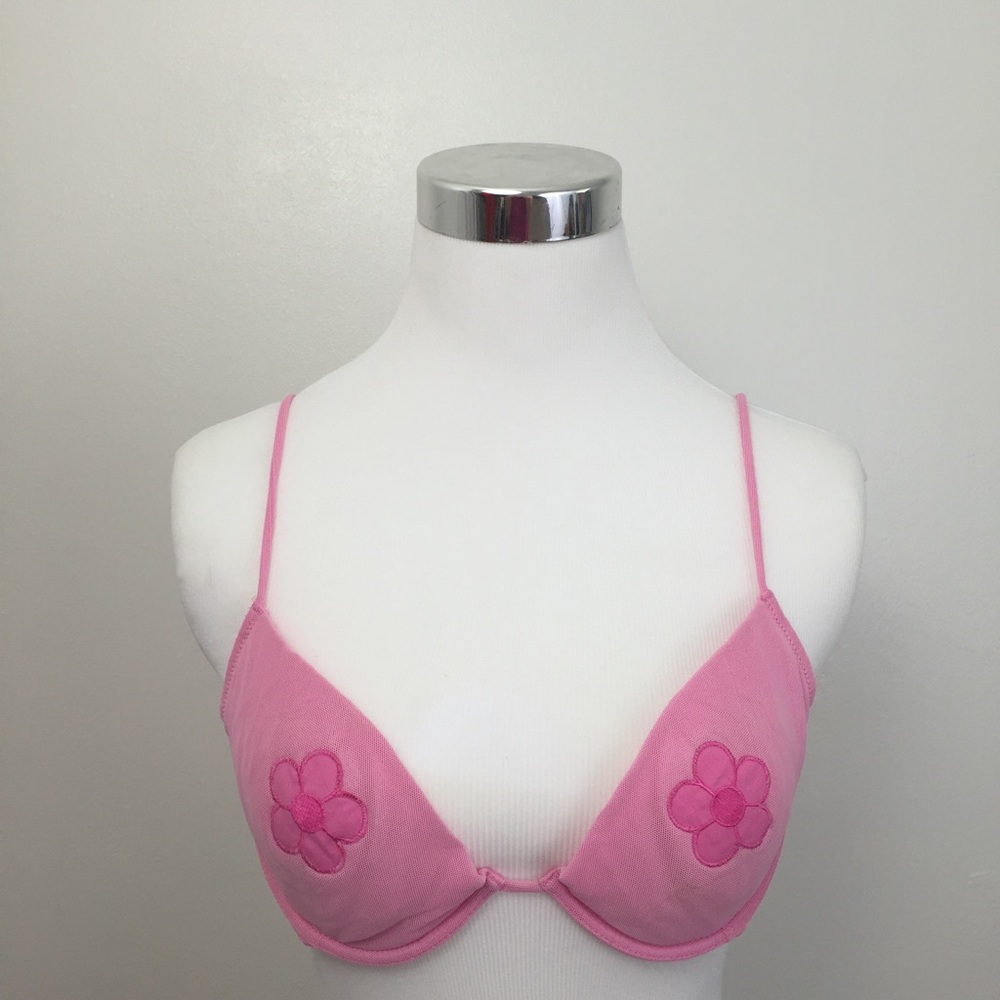 La Perla Occhi Verdi Pink Flower Bra Size L